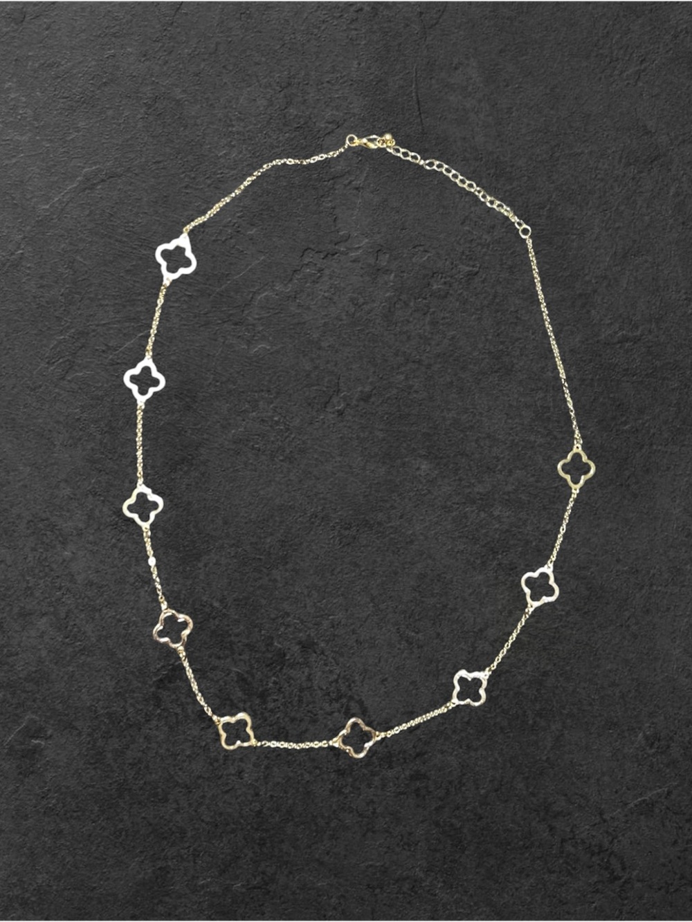 Gold Tone Clover Necklace Adjustable Golden 4 Leaves Clover Metallic Jewellery